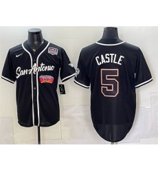 Men San Antonio Spurs  5 Stephon Castle Black USA 250  Patch Stitched Baseball Jersey