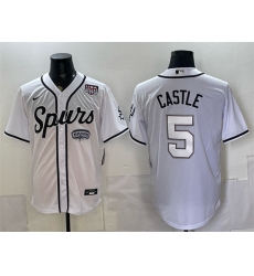 Men San Antonio Spurs  5 Stephon Castle White USA 250  Patch Stitched Baseball Jersey