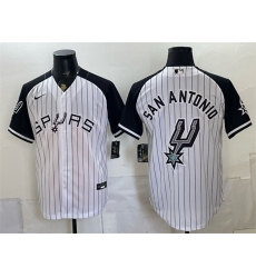 Men San Antonio Spurs Team Big Logo White Stitched Baseball Jerseys