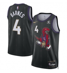 Men Toronto Raptors 4 Scottie Barnes Black 2024 25 City Edition Stitched Basketball Jersey