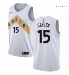 Mens Nike Toronto Raptors 15 Vince Carter Swingman White NBA Jersey City Edition