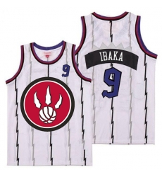 Raptors 9 Serge Ibaka White Red Big Logo Retro Jersey