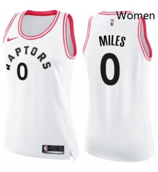 Womens Nike Toronto Raptors 0 CJ Miles Swingman WhitePink Fashion NBA Jersey 