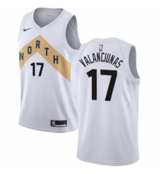 Womens Nike Toronto Raptors 17 Jonas Valanciunas Swingman White NBA Jersey City Edition