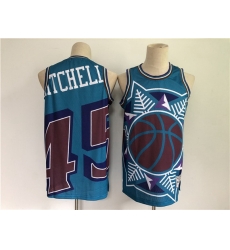 Men Men Utah Jazz 45 Donovan Mitchell Blue Big Face Throwback Stitched Jersey