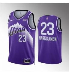 Men Utah Jazz 23 Lauri Elias Markkanen Purple 2023 24 City Edition Stitched Basketball Jersey