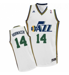 Mens Adidas Utah Jazz 14 Jeff Hornacek Swingman White Home NBA Jersey