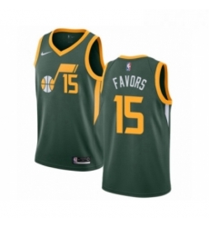 Mens Nike Utah Jazz 15 Derrick Favors Green Swingman Jersey Earned Edition