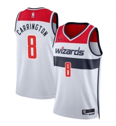 Men Washington Wizards 8 Carlton Carrington White Association Edition Stitched Basketball Jersey