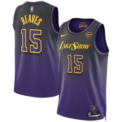 Men Los Angeles Lakers 15 Austin Reaves Purple 2024 25 City Edition Stitched Basketball Jersey