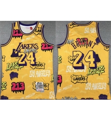 Men Los Angeles Lakers 24 Kobe Bryant Yellow 1996 97 Throwback Basketball Jersey