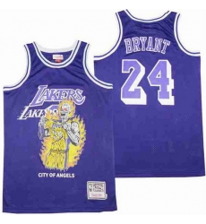 Men Los Angeles Lakers 24 Kobe Bryant skeleton purple Stitched Jerseys