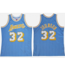 Men Los Angeles Lakers  32 Magic Johnson Blue Stitched Basketball Jersey