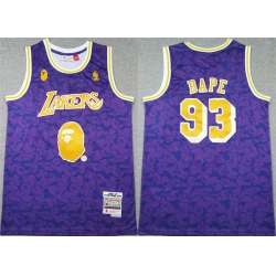 Men Los Angeles Lakers 93 Bape Purple 1996 97 Stitched NBA Jersey