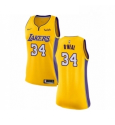 Womens Los Angeles Lakers 34 Shaquille O Neal Authentic Gold Home Basketball Jersey Icon Editi