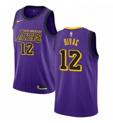 Womens Nike Los Angeles Lakers 12 Vlade Divac Swingman Purple NBA Jersey City Edition