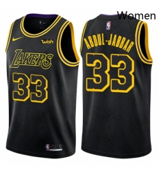 Womens Nike Los Angeles Lakers 33 Kareem Abdul Jabbar Swingman Black NBA Jersey City Edition