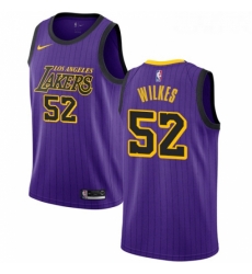 Womens Nike Los Angeles Lakers 52 Jamaal Wilkes Swingman Purple NBA Jersey City Edition