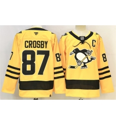 Men Pittsburgh Penguins 87 Sidney Crosby Gold 2025 26 With C Patch Alternate Stitched Hockey Jersey