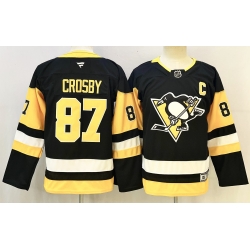 Youth Pittsburgh Penguins 87 Sidney Crosby Black 2024 25 Alternate Wich C Patch Stitched Hockey Jersey