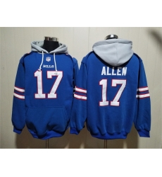 Men Buffalo Bills 17 Josh Allen Red Blue Ageless Must Have Lace Up Pullover Hoodie