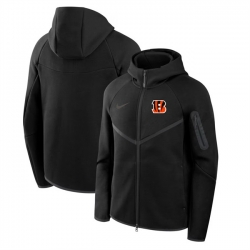 Men Cincinnati Bengals Black Tech Fleece Full Zip Windrunner Hoodie