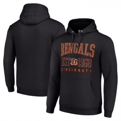 Men Cincinnati Bengals Black Throwback Logo Pullover Hoodie