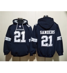 Men Dallas Cowboys 21 Barry Sanders Navy Ageless Must Have Lace Up Pullover Hoodie