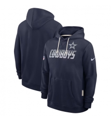 Men Dallas Cowboys Navy Sideline Standard Issue Top Prospect Dri FIT Hoodie
