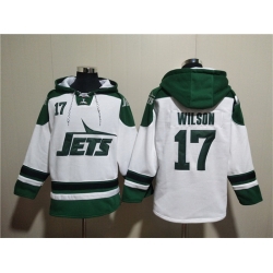 Men New York Jets 17 Garrett Wilson White Ageless Must Have Lace Up Pullover Hoodie