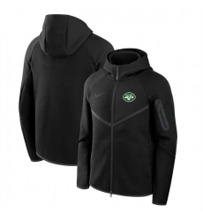 Men New York Jets Black Tech Fleece Full Zip Windrunner Hoodie