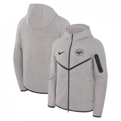 Men New York Jets Grey Tech Fleece Windrunner Full Zip Hoodie