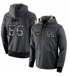 NFL Mens Nike New York Jets 56 DeMario Davis Stitched Black Anthracite Salute to Service Player Performance Hoodie