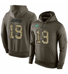 NFL Nike New York Jets 19 Keyshawn Johnson Green Salute To Service Mens Pullover Hoodie