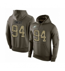 Football Mens Philadelphia Eagles 94 Josh Sweat Green Salute To Service Pullover Hoodie