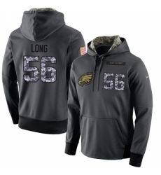 NFL Mens Nike Philadelphia Eagles 56 Chris Long Stitched Black Anthracite Salute to Service Player Performance Hoodie