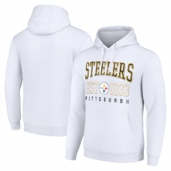 Men Pittsburgh Steelers White Throwback Logo Pullover Hoodie