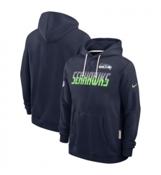 Men Seattle Seahawks College Navy Sideline Standard Issue Top Prospect Dri FIT Hoodie