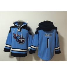 Men Tennessee Titans 1 Cameron Ward Blue Lace Up Pullover Hoodie