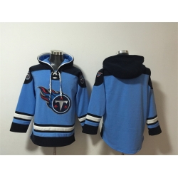 Men Tennessee Titans Blank Blue Lace Up Pullover Hoodie