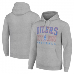 Men Tennessee Titans Grey Throwback Logo Pullover Hoodie