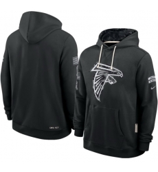 Men Atlanta Falcons Black 2026 Salute to Service Sideline Dri FIT Pullover Hoodie