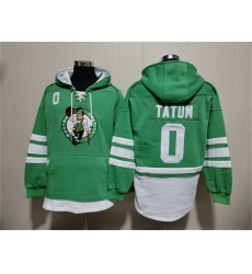 Men Boston Celtics 0 Jayson Tatum Green Lace Up Pullover Hoodie