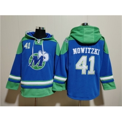 Men Dallas Mavericks 41 Dirk Nowitzki Royal Ageless Must Have Lace Up Pullover Hoodie