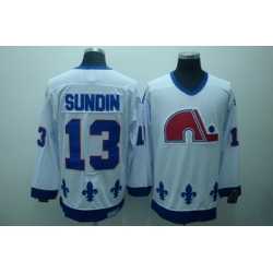 Quebec Nordiques 13 Sundin White Jerseys CCM