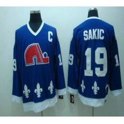 Quebec Nordiques 19 Sakic Blue Jerseys