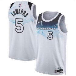 Men Minnesota Timberwolves 5 Anthony Edwards White 2024 25 City Edition Stitched Jersey