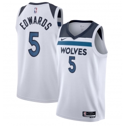 Men Minnesota Timberwolves 5 Anthony Edwards White Association Edition Stitched Jersey