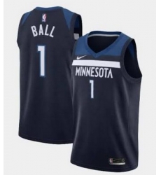 Men Minnesota Timberwolves LaMelo Ball #1 Navy Blue Stitched NBA Jersey