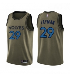 Mens Minnesota Timberwolves 29 Jake Layman Swingman Green Salute to Service Basketball Jersey 